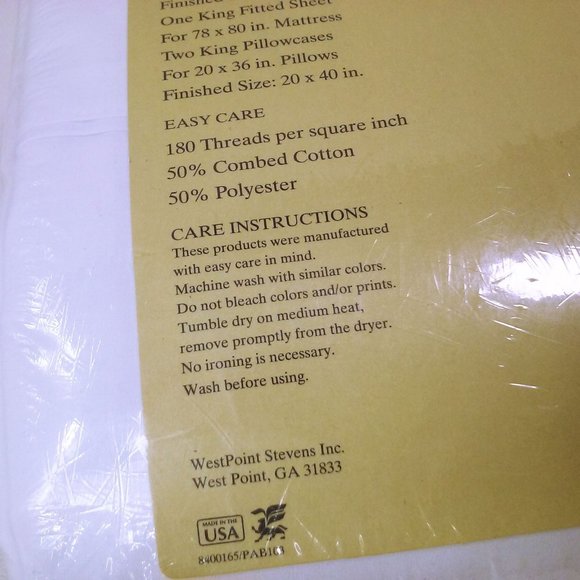 Vintage 80s Deadstock Westpoint Stevens 4-pc KING Sheet Set Bold Navy Stripe - Picture 5 of 9